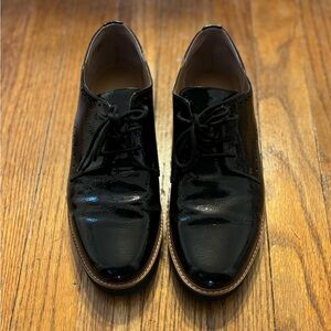 Size 7.5 Franco Sarto Black Patent Oxfords